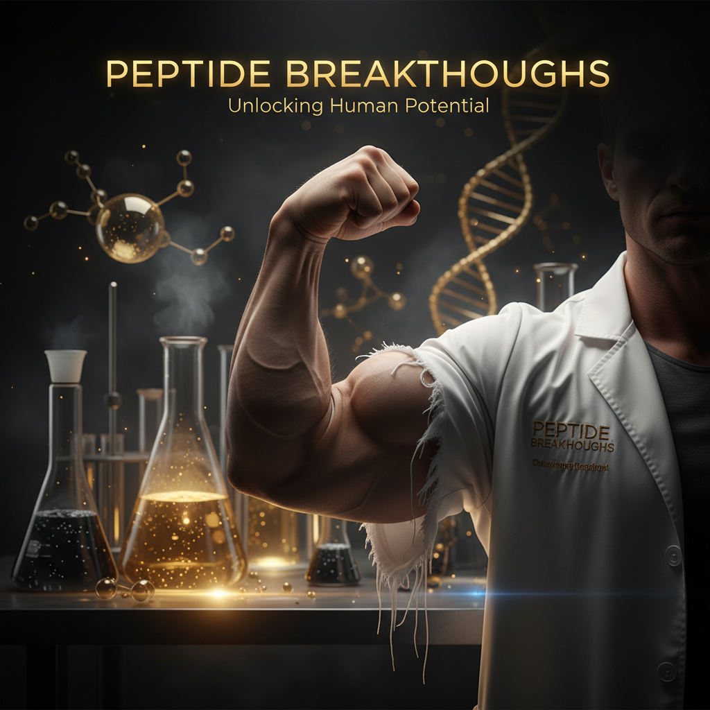 Have a hyper realistic close-up of a bodybuilder arm, ripping through the sleeve of a lab coat