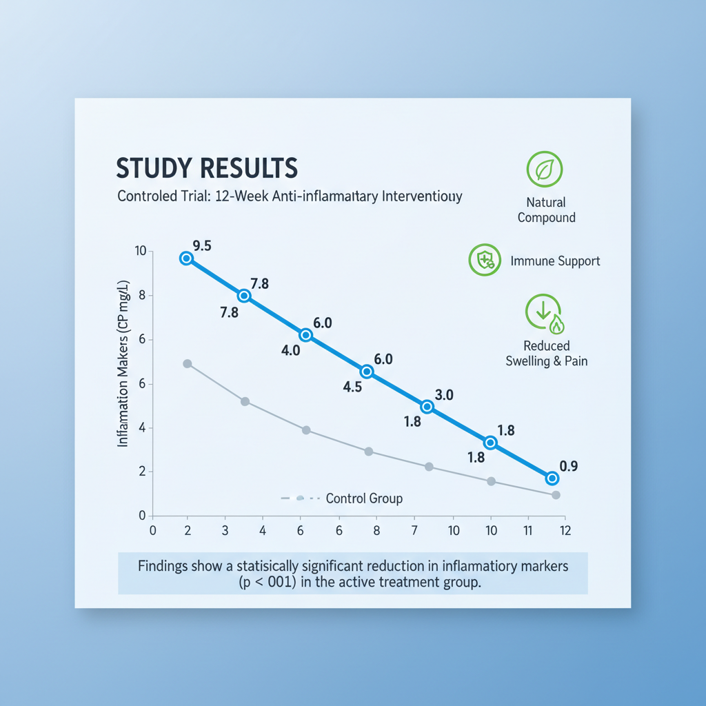 create a chart infographic that looks to depict data showing a lowering of inflammation over time in a controlled study